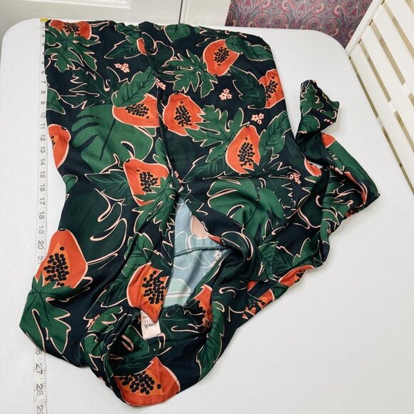 Smash‎ + Tess X The Birds Papaya Power Pajama Set Size M Black Green Satin - Picture 13 of 16